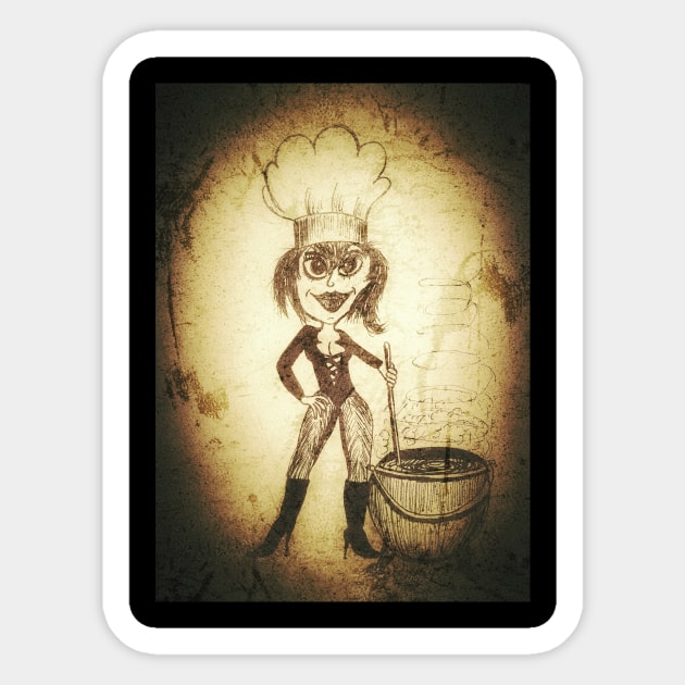 Witch cooks a special brew Sticker by Matt Starr Fine Art